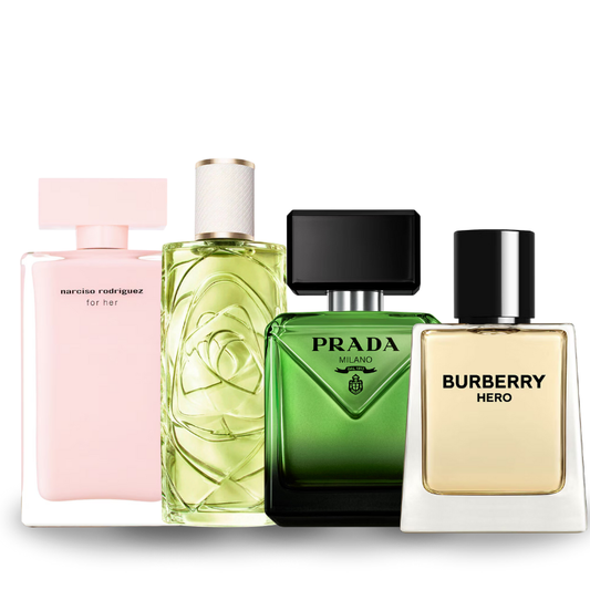 Combo de 4 Perfumes Narciso Rodriguez, Off Now, Burberry Hero, Prada Paradigme 100ml